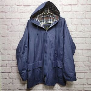 VTG Harbor Master Plaid Hooded Rain Jacket Mens M Waterproof‎ Outdoor Workwear